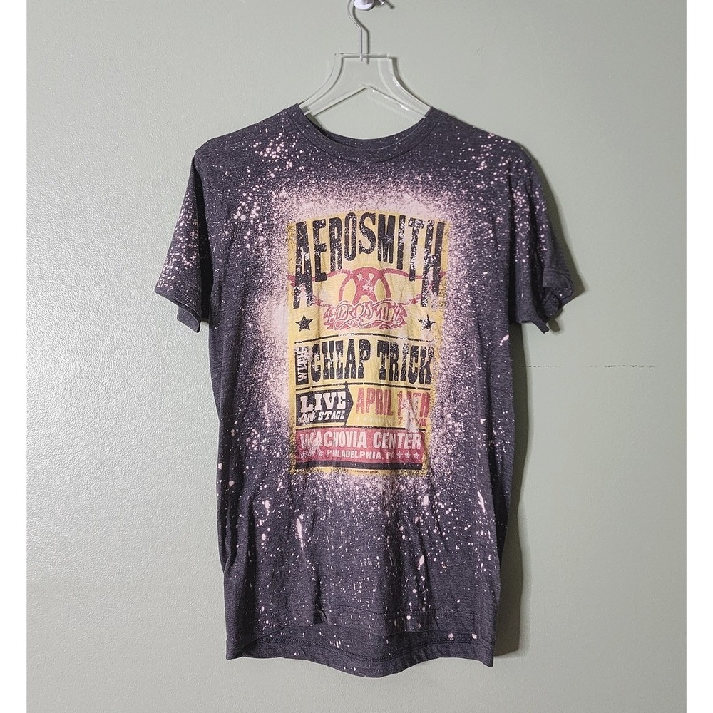 Aerosmith Graphic Band Concert Tee Bleach Acid Splatter Goth Streetwear Tultex M
